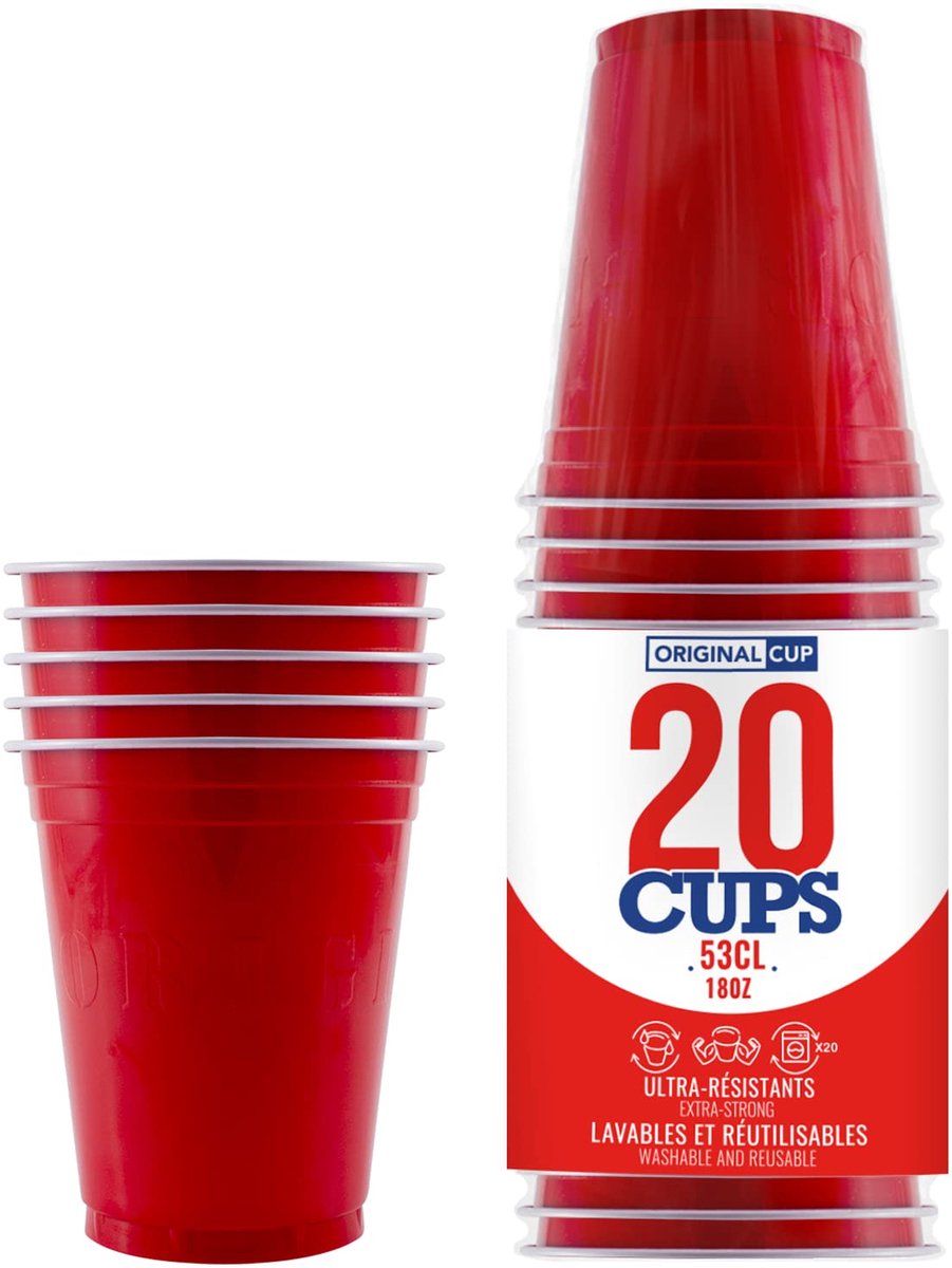 Rode bekers set van 20 - 53cl herbruikbare plastic - premium kwaliteit - perfect voor bierpong - ShopVlot