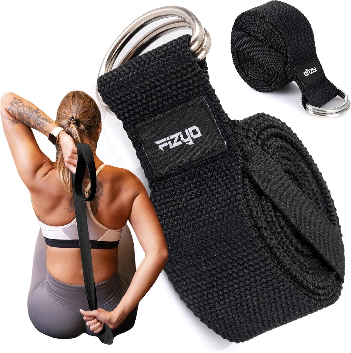 Fizyo Cotton Pilates Fitness Belt Adjustable with Metal D Buckle, 100% Cotton, Long 240 cm, Perfect for Stretching and - ShopVlot