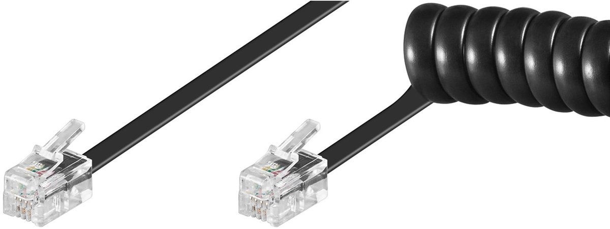 Image of Goobay Telefoonhoorn spiraalkabel, 4 m, zwart, met koper beklede aluminium geleider (CCA)