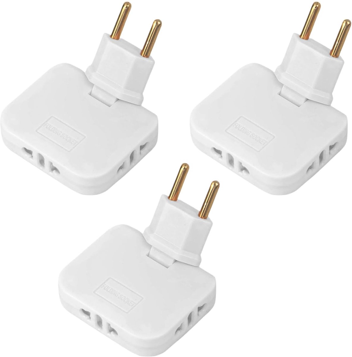 Stekkerdozen – Set van 3 – Ultradun – 3 stopcontacten – 180° draaibare aansluiting – 16A/250V