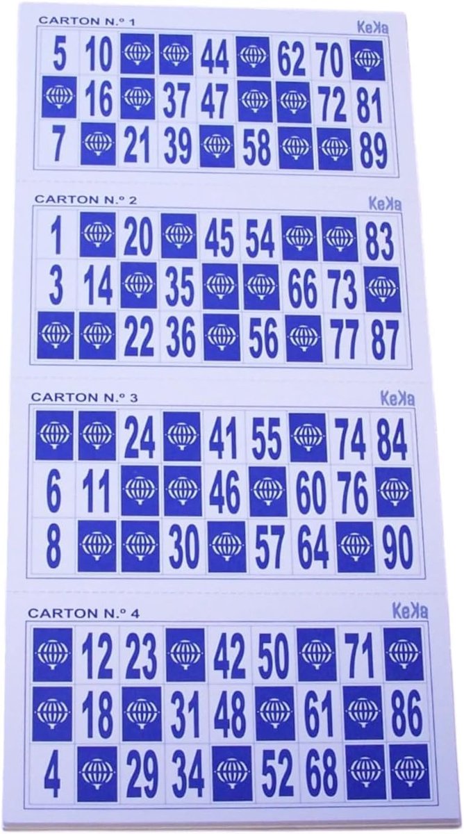 Bingo Kaarten - Blauw - 15,5 x 8 cm - Dikke Karton van 240 g/m² - Voor Traditionele 90 Ball Bingo