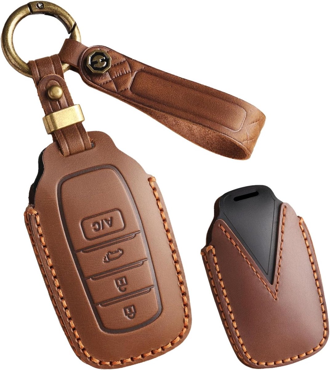 Geschikt voor Toyota bZ4X 2022 Corolla VIOS Crown 4-knops lederen beschermhoes, afdekking, sleuteletui, sleutelbehuizing, afstandsbediening, sleutelbox, sleutelhanger