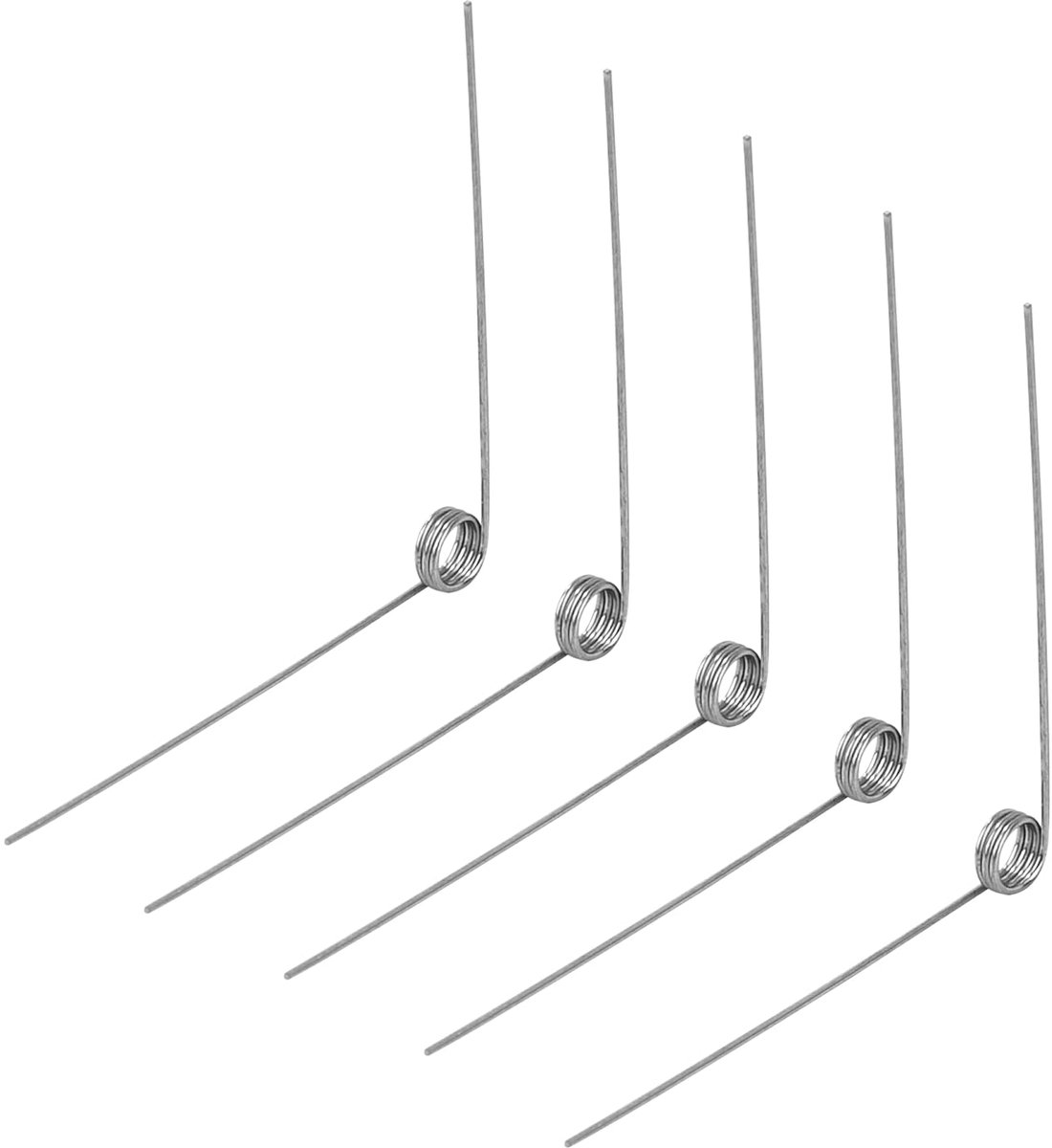 Torsieveren van roestvrij staal draaddiameter 0,3 mm binnendiameter 2 mm armlengte 20 mm hoek 90° 3 omwentelingen rechtsrotatie 0,3 x 2 x 20 mm