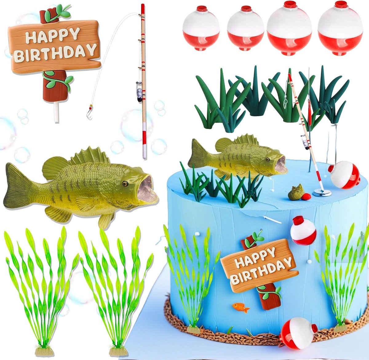 Vissen taarttopper gone fishing taartversiering vissen verjaardag
