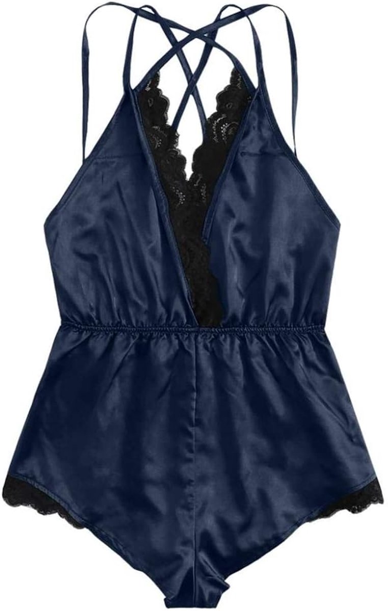 Lingerie & ondergoed Sexy Halter Satijnen Bodysuit Dameskleding Zijden Lingerie Satijnen Nachtkleding uit één stuk