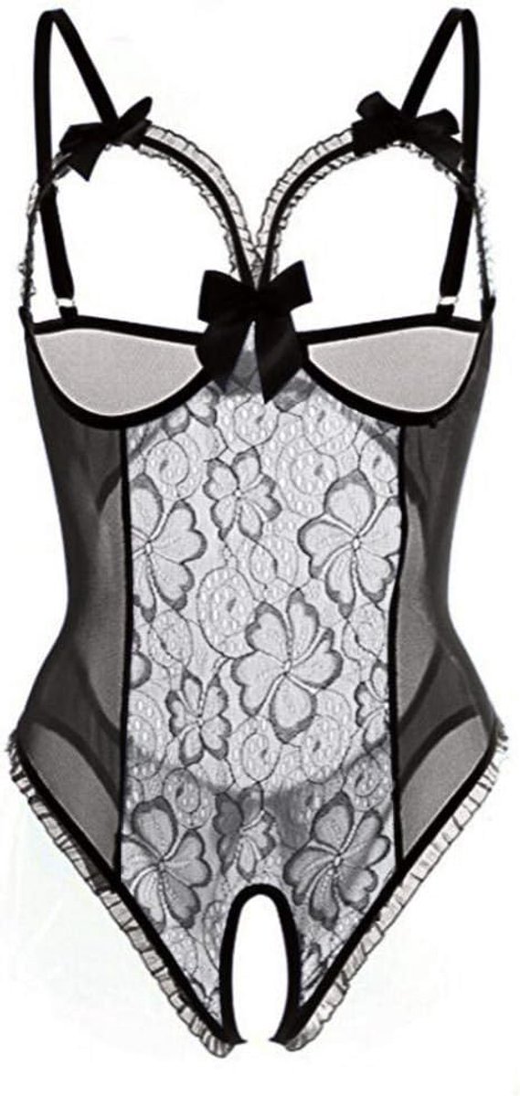 Lingerie Dameslingerie Vrouwen Sexy Open Bh Ondergoed Erotische Lingerie Perspectief Nachtkleding Hollow Out Costume-Black_5XL