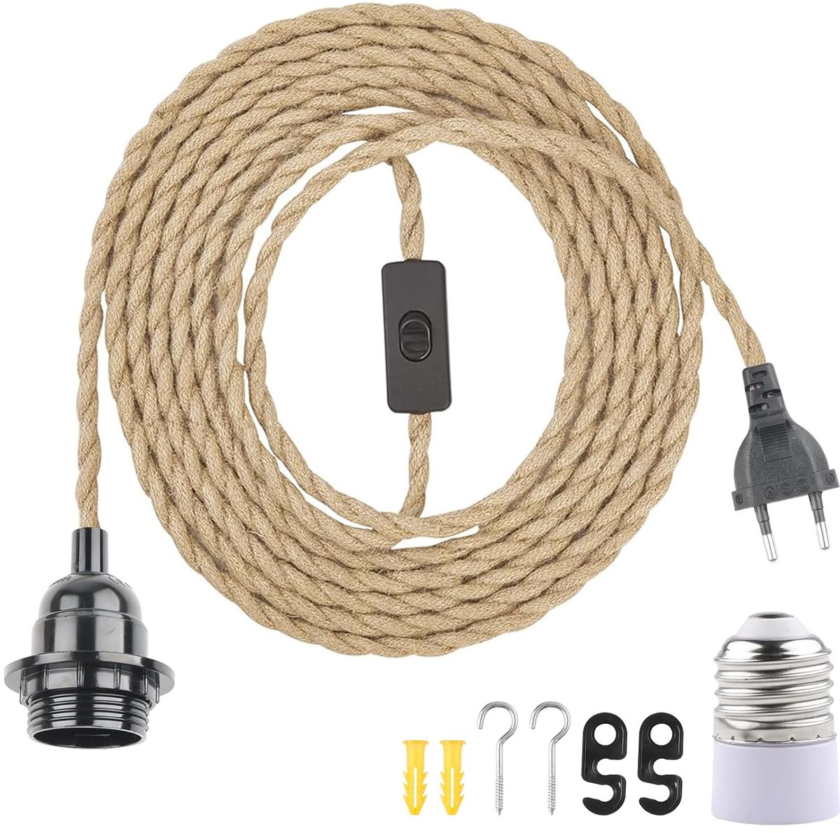 Lamphouder Schakelaar Stekker 6m Hennepkabel DIY Lamp