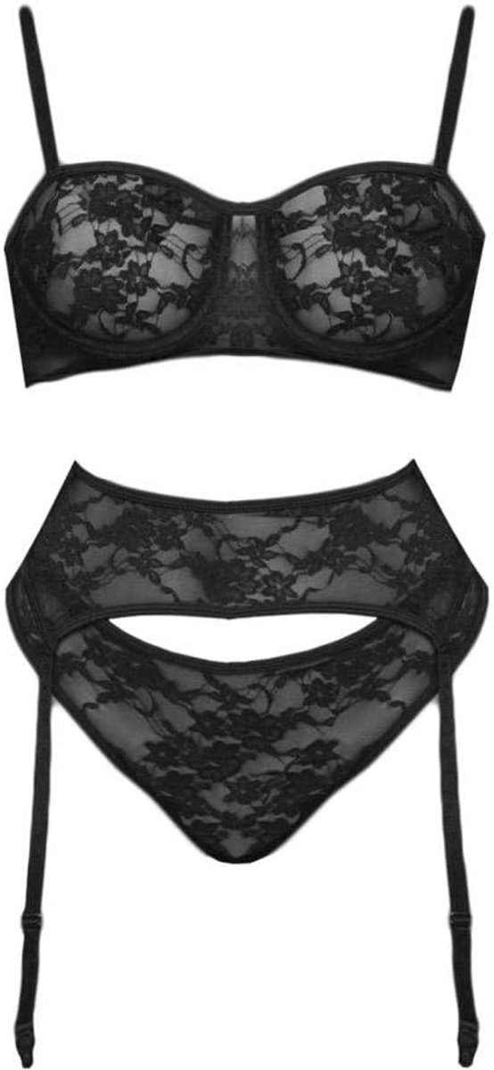 Babydolls, nachtjaponnen & negligés 3 ST Vrouwen Sexy Lingerie String Verleiding Porno Kanten Kousenband + Bh + Slips Nachtkleding Erotische Dames Ondergoed Sets