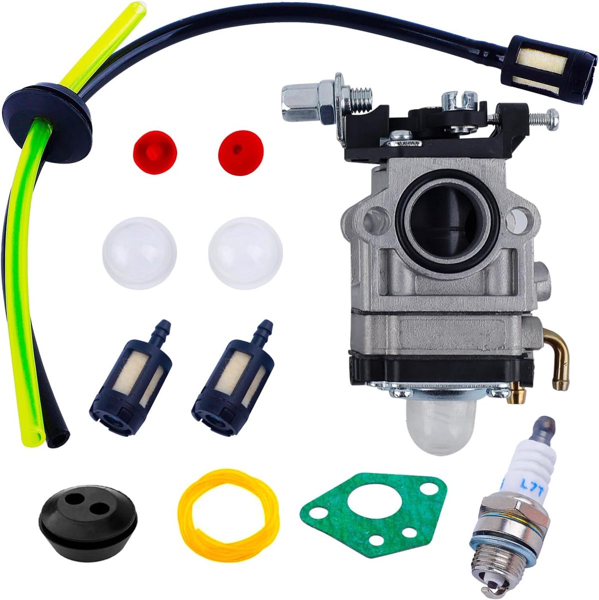 12-delige carburateurset voor grasmaaiers, inclusief carburateur, bougie, brandstofslang, brandstoffilter enz.