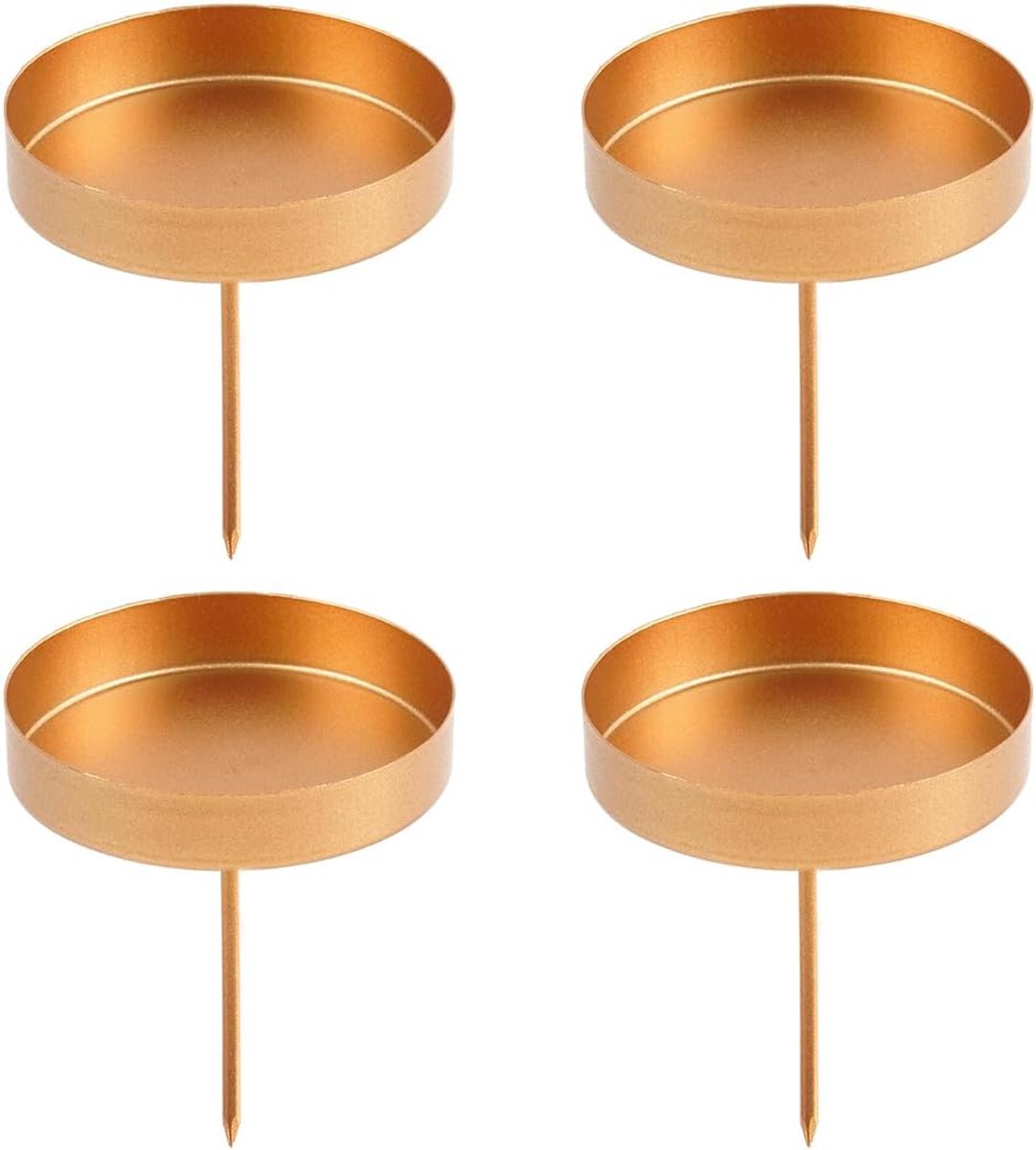 Adventskrans, 8 cm kandelaar, goud, 4 stuks, adventskaarthouder van metaal, kaarsenhouder, stompkaarsen, staafkaarsenhouder kaarsenbord voor adventsslinger bloempot