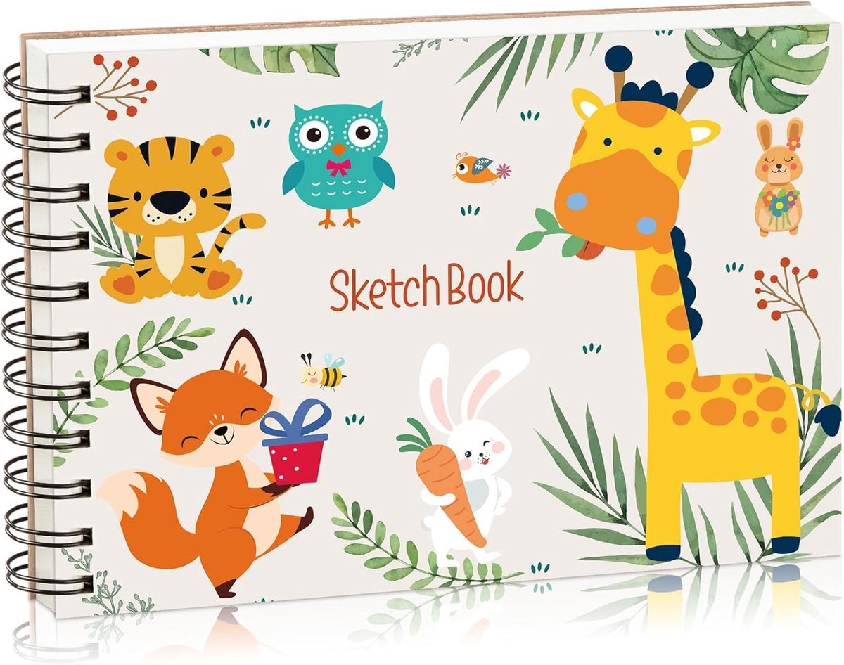 Tekenblok voor kinderen, schetsboek A4 tekenpapier met spiraalbinding. Maal- en schetsboek. Cadeau voor kinderen en beginnende tekenaars om te tekenen, schrijven en schetsen