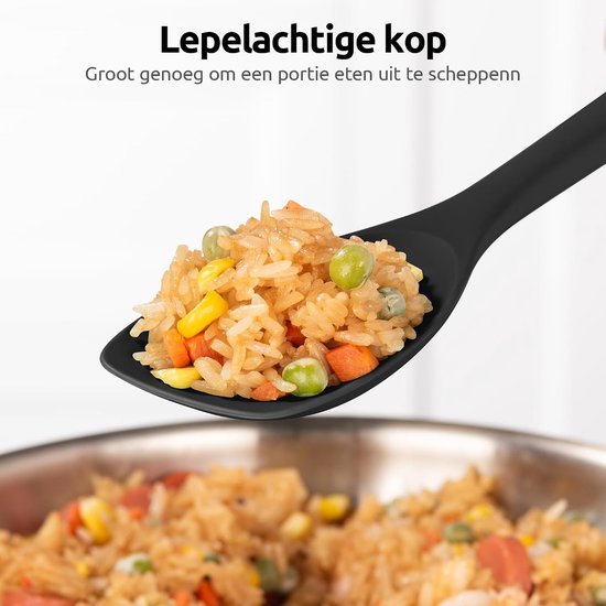 Siliconen Spatel Lepel 315℃ Hittebestendige Kooklepel (Zwart) — afbeelding 3
