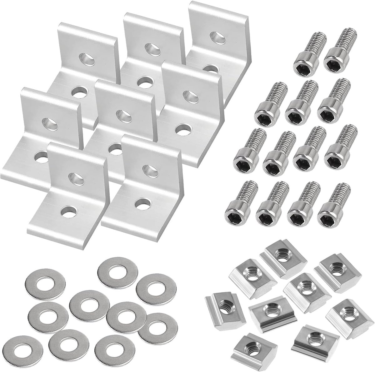 20 Stuks Aluminium Hoekverbinders 30 x 30 Groef 8 - Bevestigingsmateriaal Met Schroef Voor Profielen