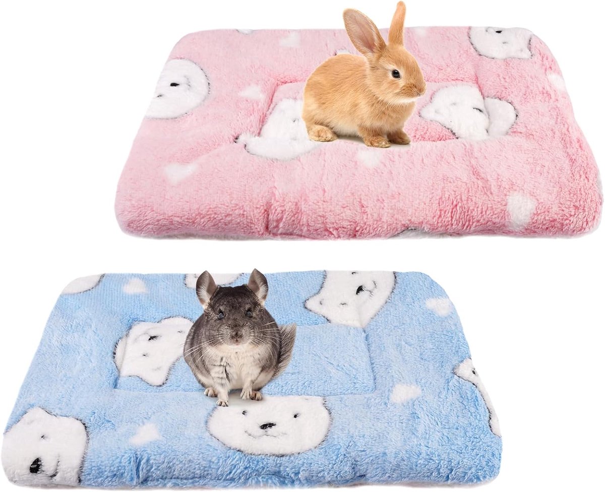 2 stuks pluche bed voor konijnen cavia's hamsters wasbaar 35x27 cm