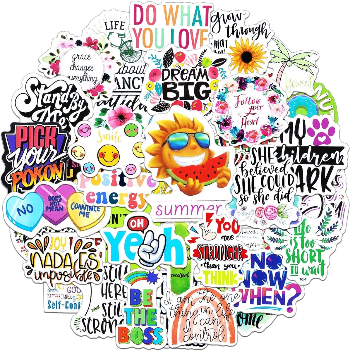 Stickers, 100 stuks, inspirerende citaten, watervaste vinyl stickers, motivatiestickers voor scrapbooking, visie, board, dagboek, fotoalbum, kopjes, laptop, skate mee, mobiele telefoon, iPad