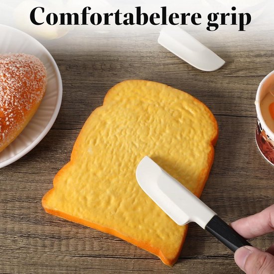 2 stuks houten handgreep bakspatel, 23 cm voedingskwaliteit rubber spatel kleine siliconen spatels voor bakken koken mixen (zwart) — afbeelding 4