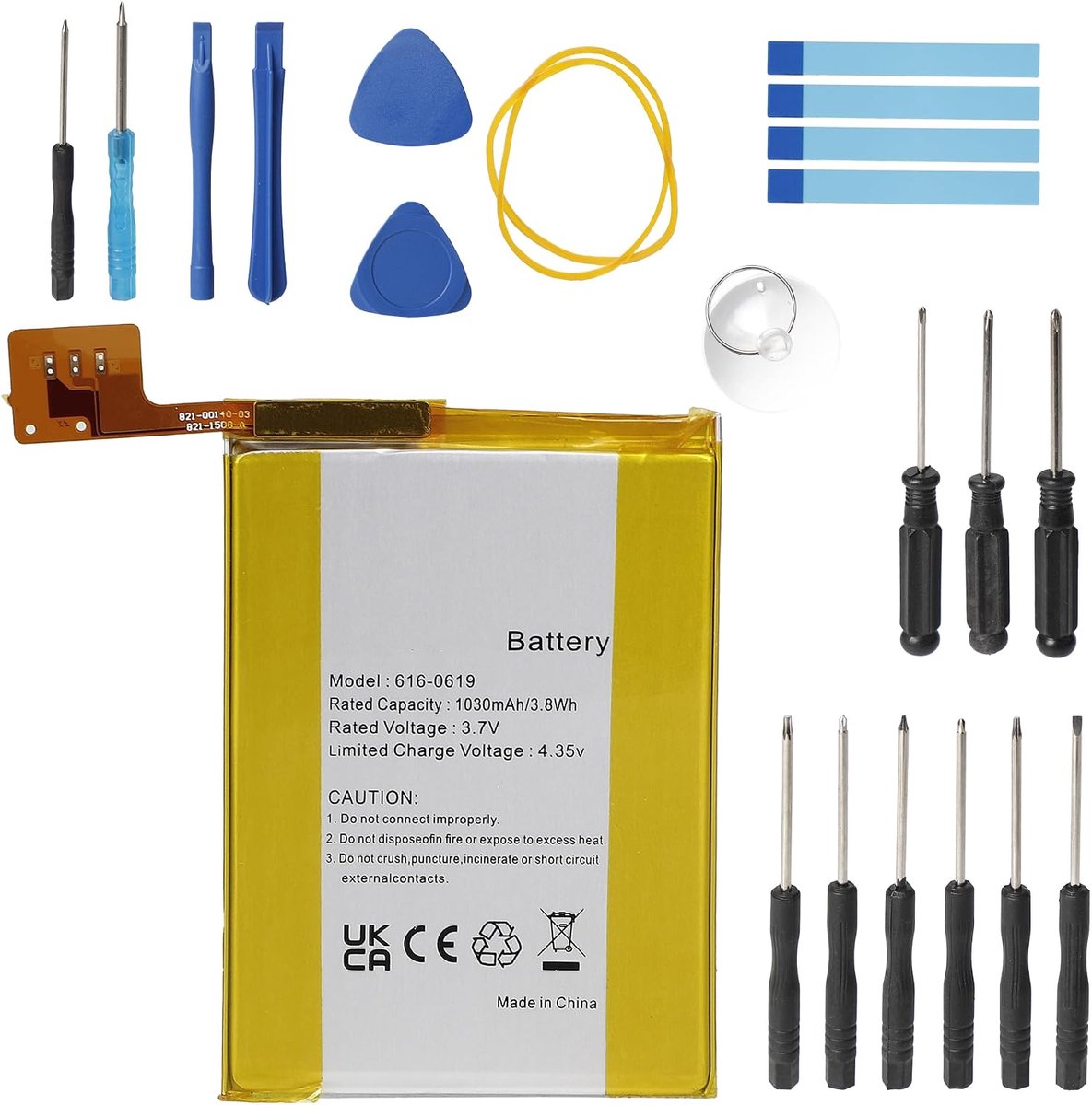 1030mAh 3,7V A1421 A1509 reservebatterij compatibel met iPod Touch 5 5e generatie 616-0621 616-0619 LIS1495APPCC MP3 MP4 muziekspeler lithium-polymeer batterij met gereedschapsset