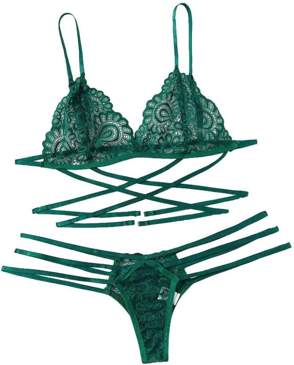 Babydolls, nachtjaponnen & negligés dames Sexy Womens Lingerie See Through Lace Bra Thong Temptation Porno Ondergoed Erotische Dames Nachtkleding Set