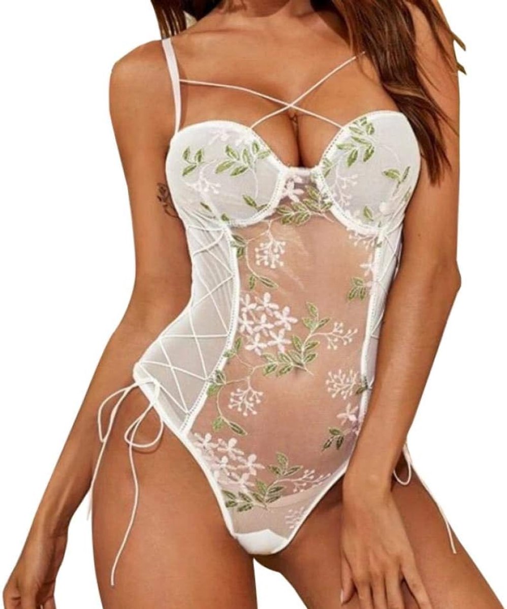 Kleding Plus Size Vrouwen Erotische Lingerie Sexy Ondergoed Hol Perspectief Kant Kostuum Porno Nachtkleding Borduurwerk