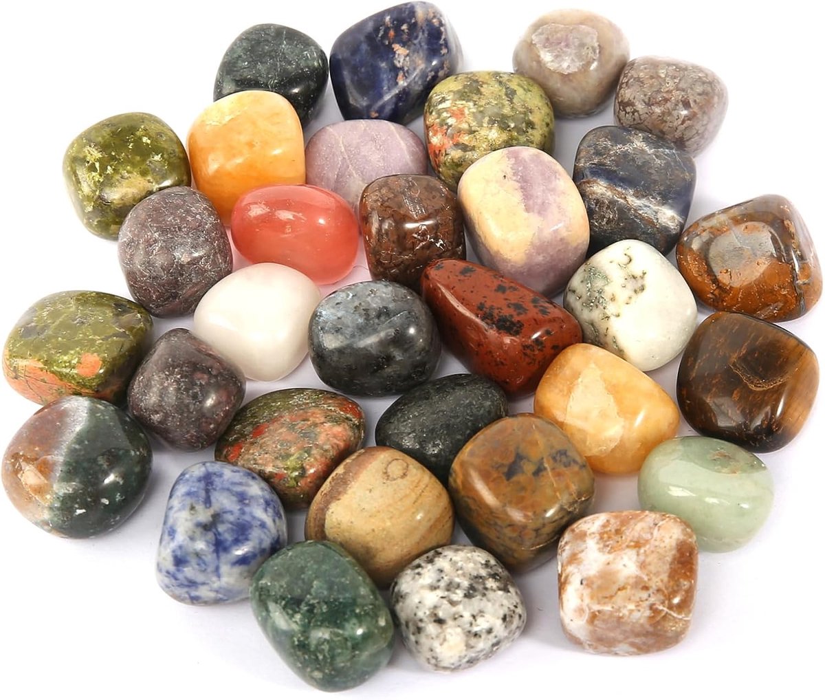 400 g, kleurrijke natuursteen, trommelstenen, 2-3 cm, grote edelstenen, kleurrijke stenen met zwarte stoffen zak, halfedelstenen, mix voor decoratie, schattenjacht