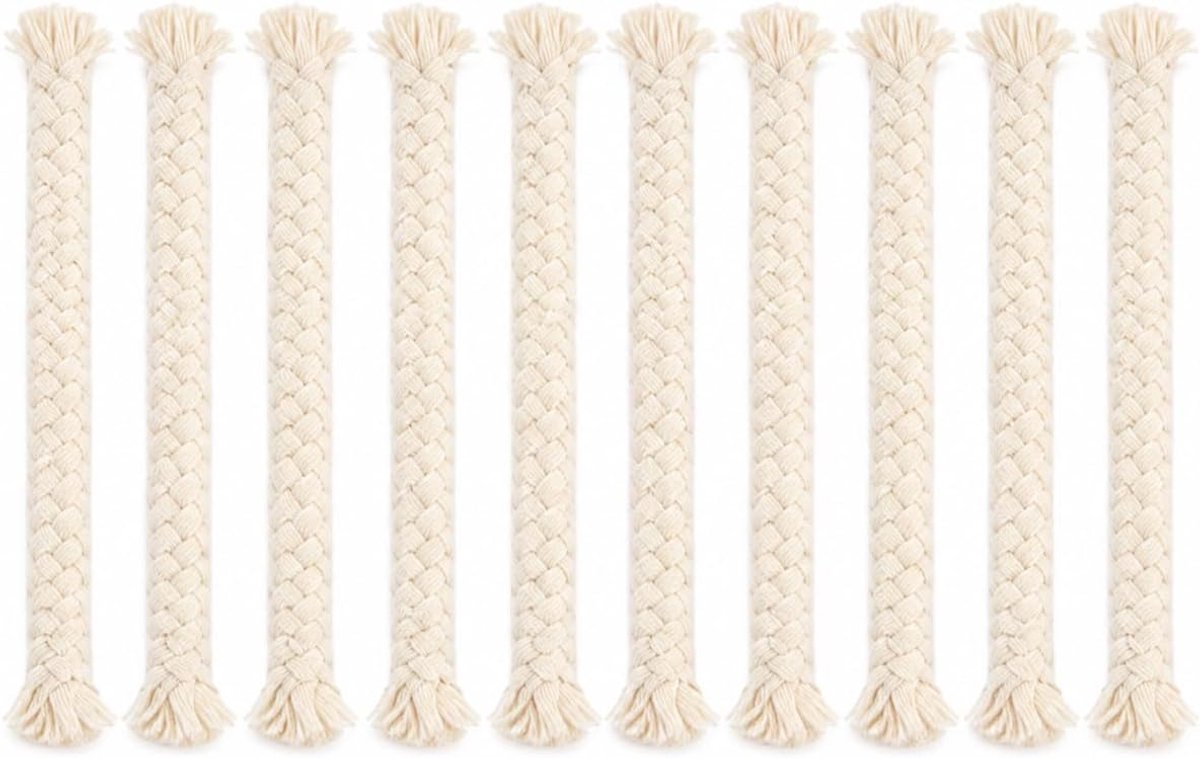 10 stuks dik katoen, ronde lonten, 10 x 1 cm, wit, voor kaarsenolielamp, tuinfakkel-brander, alcohollamp