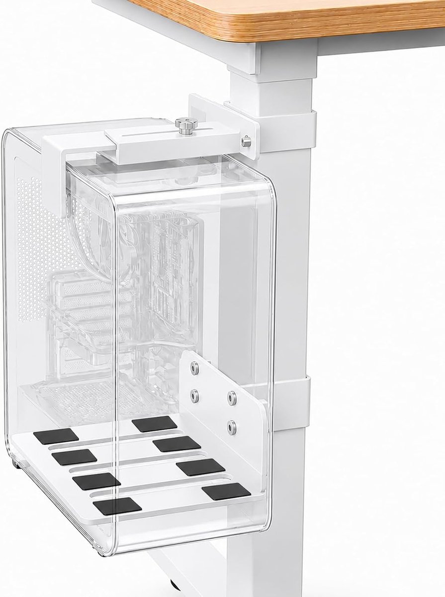 Onder het bureau, verstelbare pc-houder, wandhouder zonder boren, CPU-houder voor in hoogte verstelbare bureaus, belastbaar tot 18 kg (40 lbs) (65 × 45 mm (l x b))