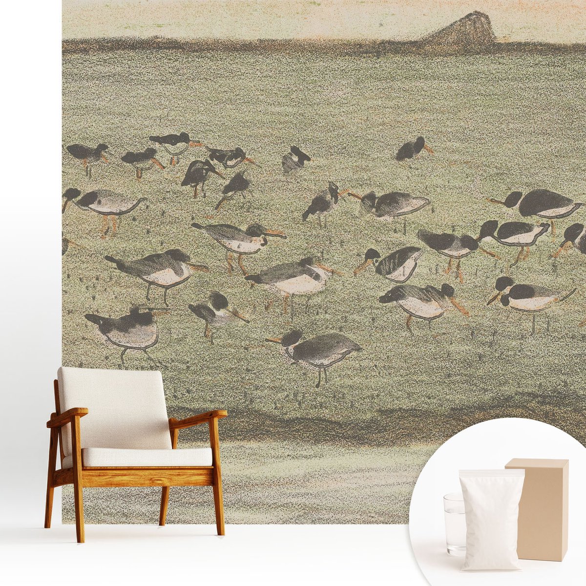 Wallfluent Fotobehang - Groente Vliesbehang - 250x250 cm - Vogels Vrede Muurschildering - Slaapkamer behang Dieren - Fotobehang Vlies - Gang behang