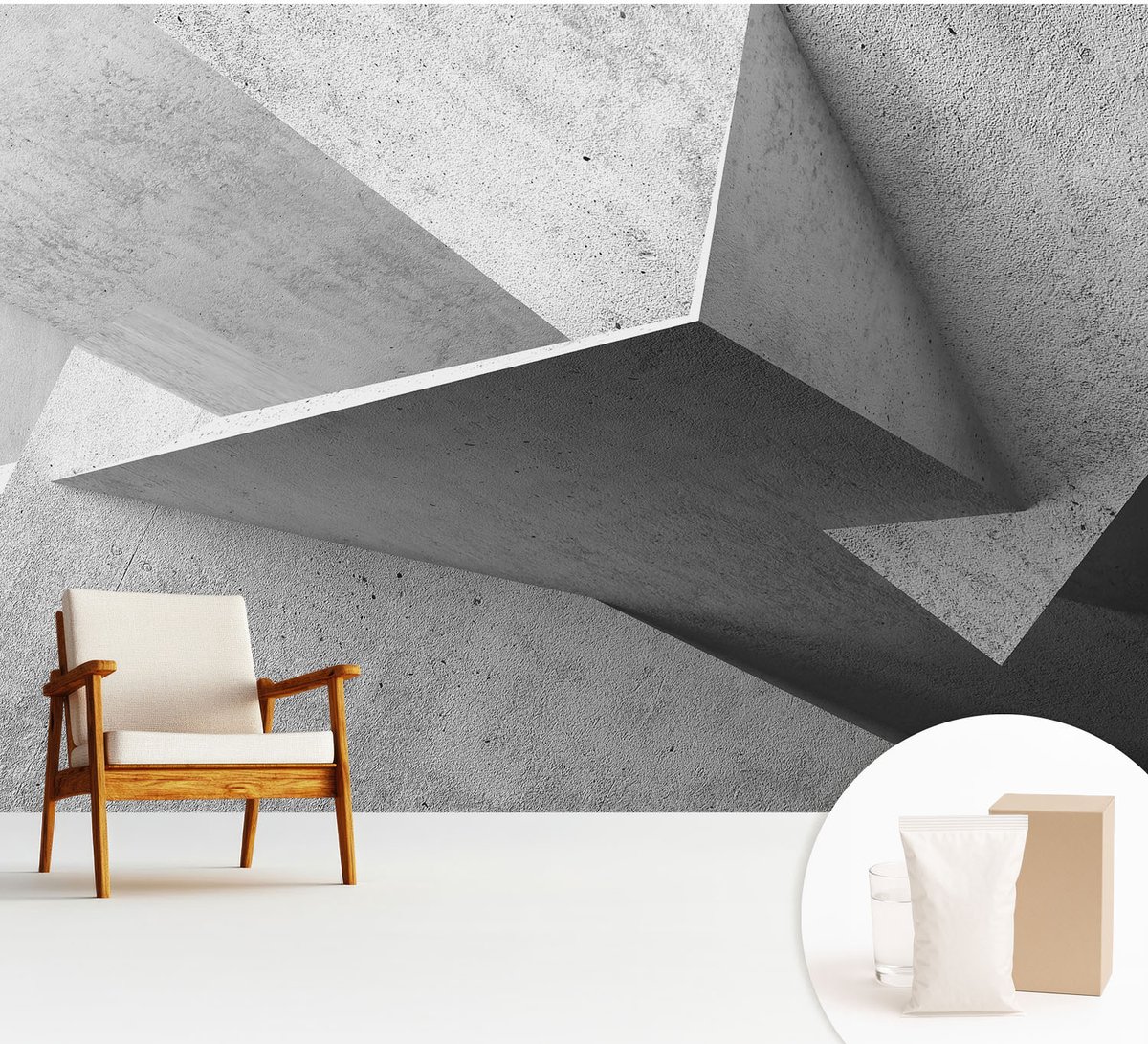 Wallfluent Fotobehang - Grijs Vliesbehang - 312x219 cm - Geometrische Structuren Muurschildering - Gang behang Architectuur - Fotobehang Vlies - Gang behang
