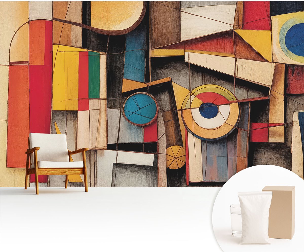 Wallfluent Fotobehang - Wit Vliesbehang - 416x254 cm - Geometrische Patronen Muurschildering - Gang behang Abstractie - Fotobehang Vlies - Slaapkamer behang