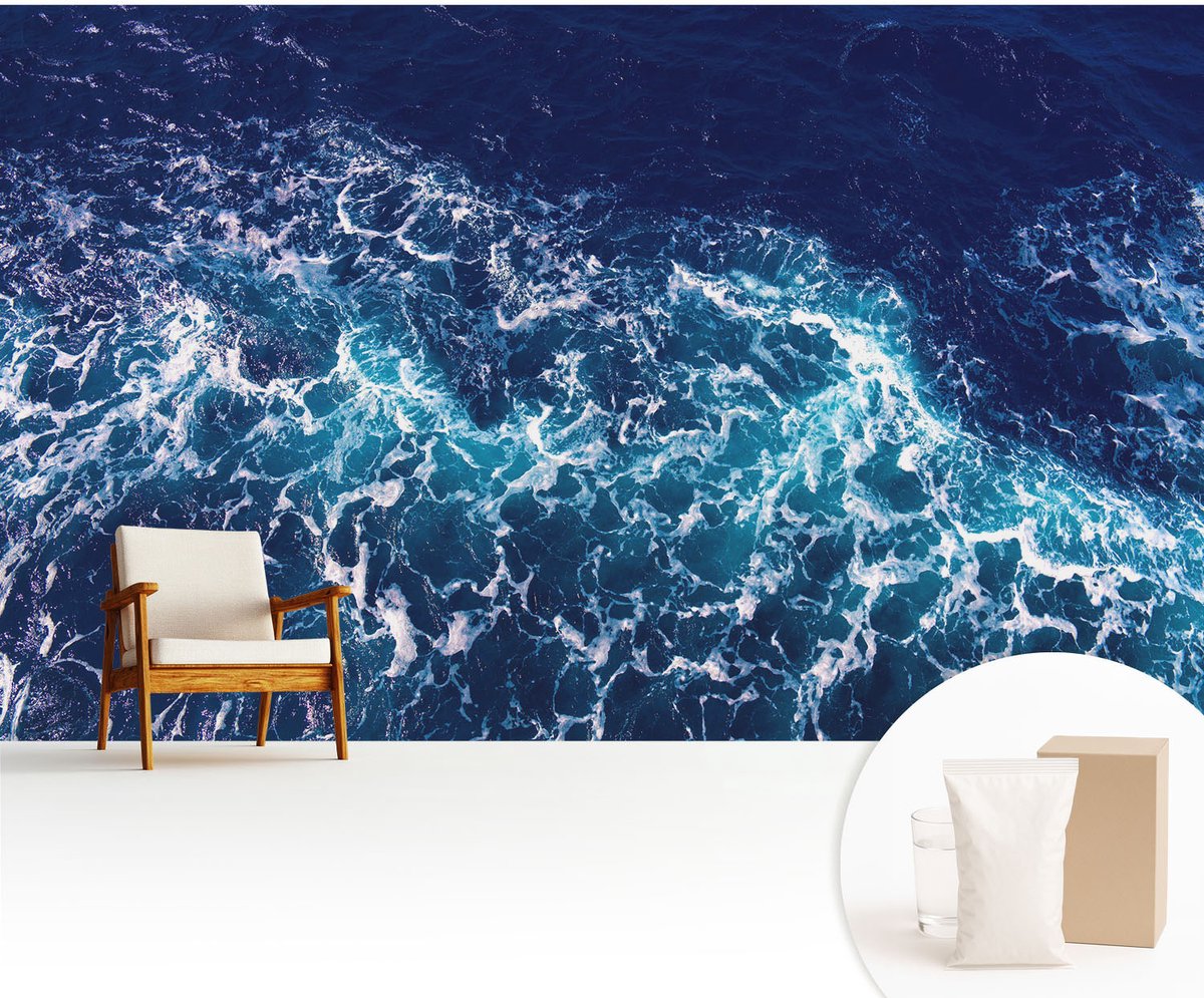 Wallfluent Fotobehang - Marine Vliesbehang - 416x254 cm - Zeegolven Fotobehang Vlies - Woonkamer behang Landschappen - Muurschildering - Hal behang