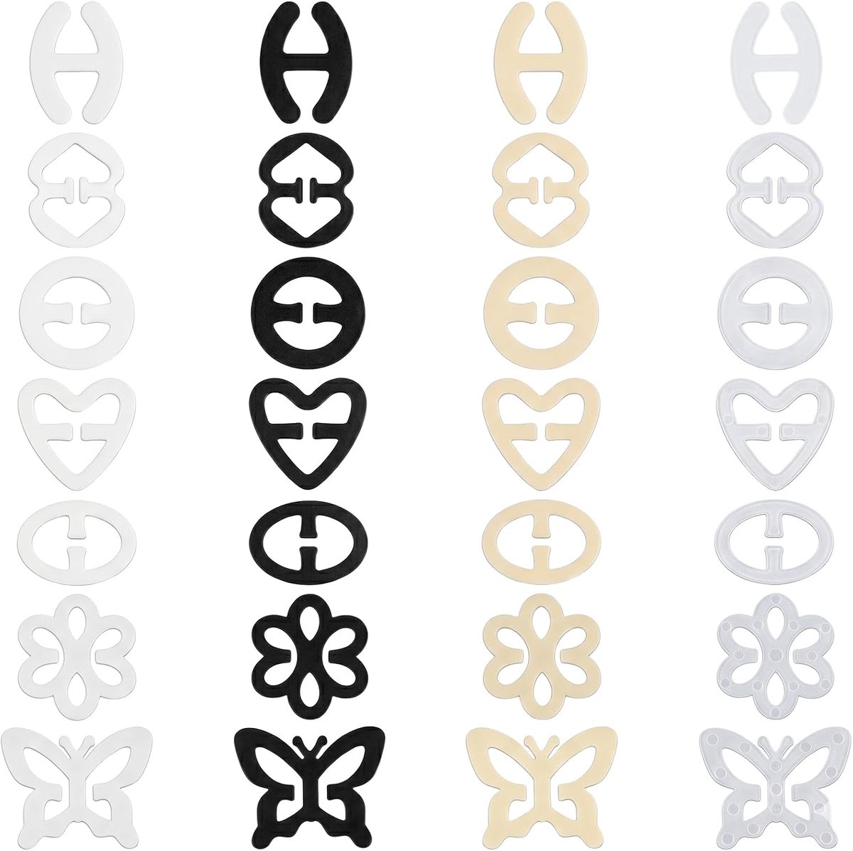 Beha-clips 28 stuks - antislip - 7 vormen en 4 kleuren - discrete bandjes voor blote rug - ShopVlot