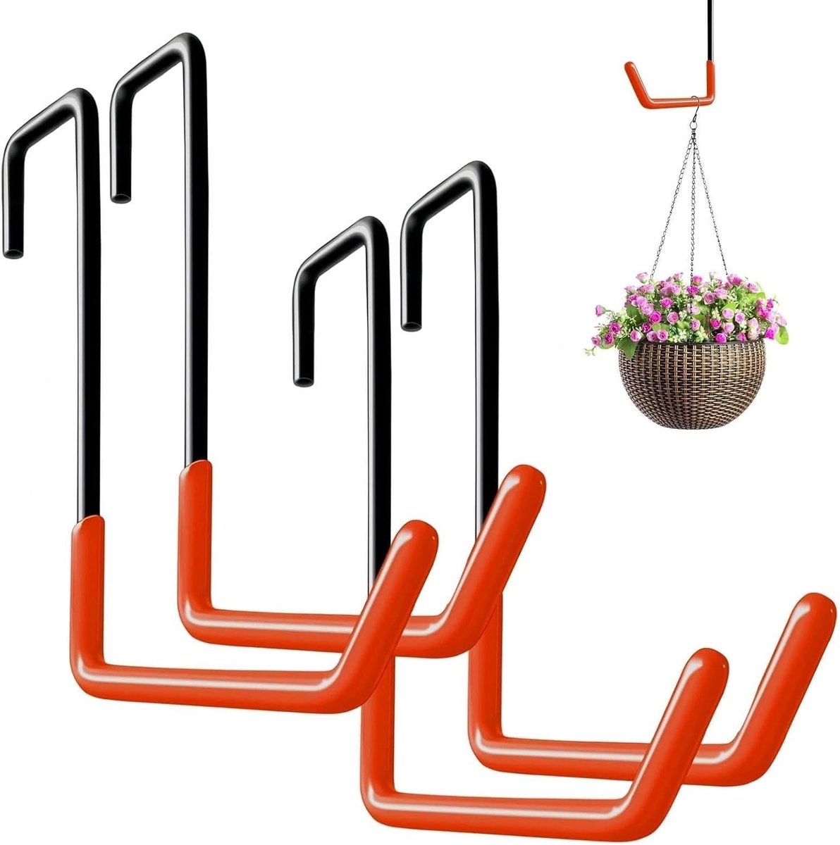 Fietshouder set van 4 - S-vormige haken - dompelcoating - ideaal voor garage en schuur - ShopVlot