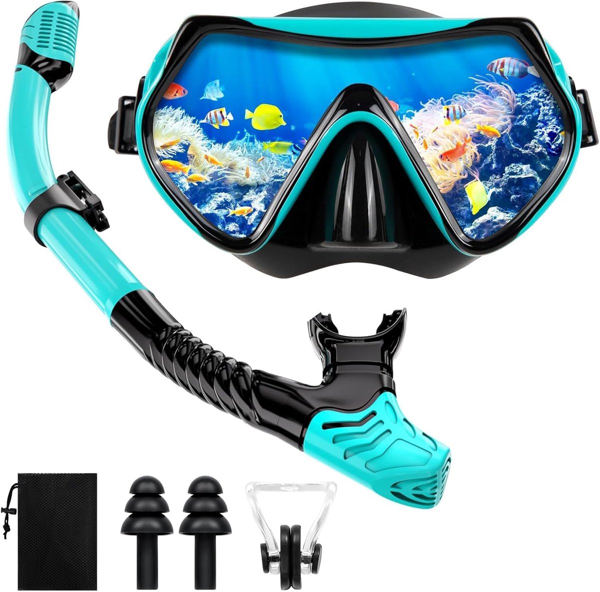 SnelShoppen - Snorkelset Duikmasker voor Volwassenen met Anti-condens en Lekvrije 180° Panoramische Duikmasker Snorkel voor Mannen en Vrouwen