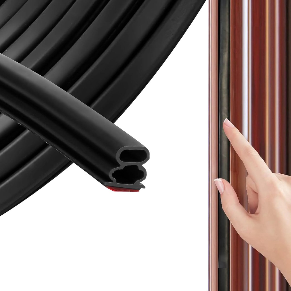 SnelShoppen - Zelfklevende Deurafdichting Tape 12mm x 6m - Flexibele Waterdichte Rubber Sealing Strip - Voor Deuren, Raamkozijnen en Meer