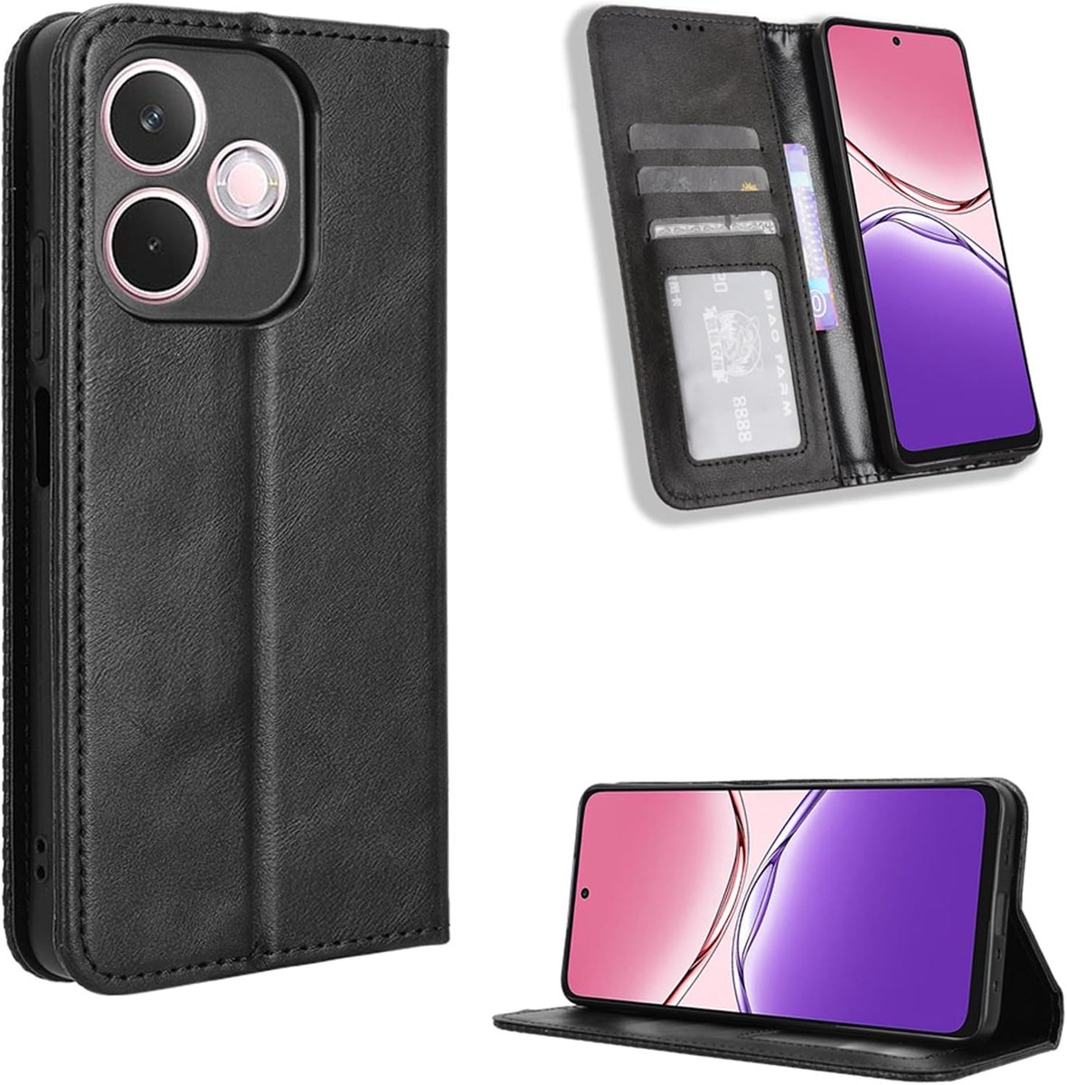 Mobiel hoesje Oppo A5 Pro - PU leer - RFID bescherming - multifunctioneel met kaartsleuven - ShopVlot