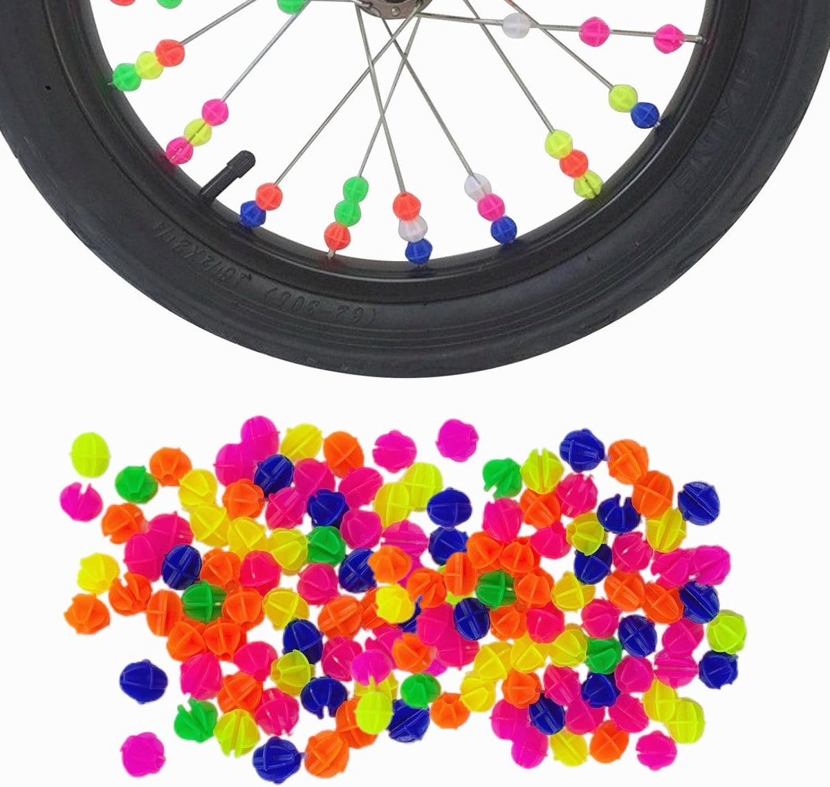 SnelShoppen - 72 Stuks Kleurrijke Perlen Spaken voor Fiets, Decoratieve Fiets Accessoires voor Kinderen, Clip Spaken voor Meisjes en Jongens, Perfect