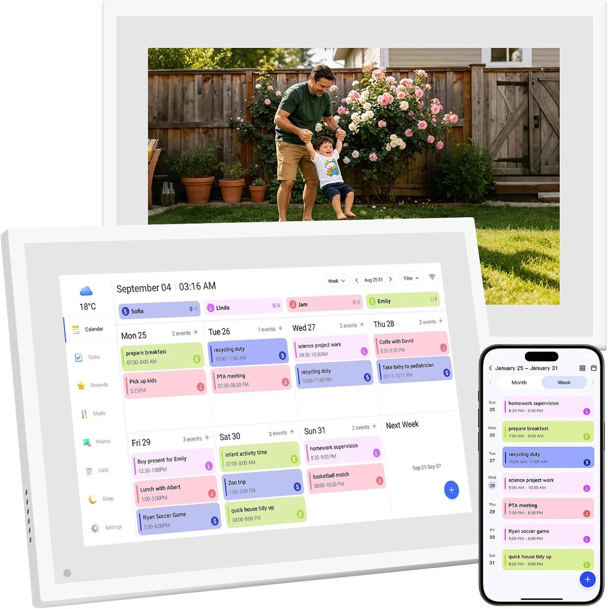 SnelShoppen - 10,1 inch Digitale Kalender, Elektronische Agenda met Touchscreen, 32 GB, 1080p Full HD, Huishoudelijke Planner & Digitale Fotolijst voo
