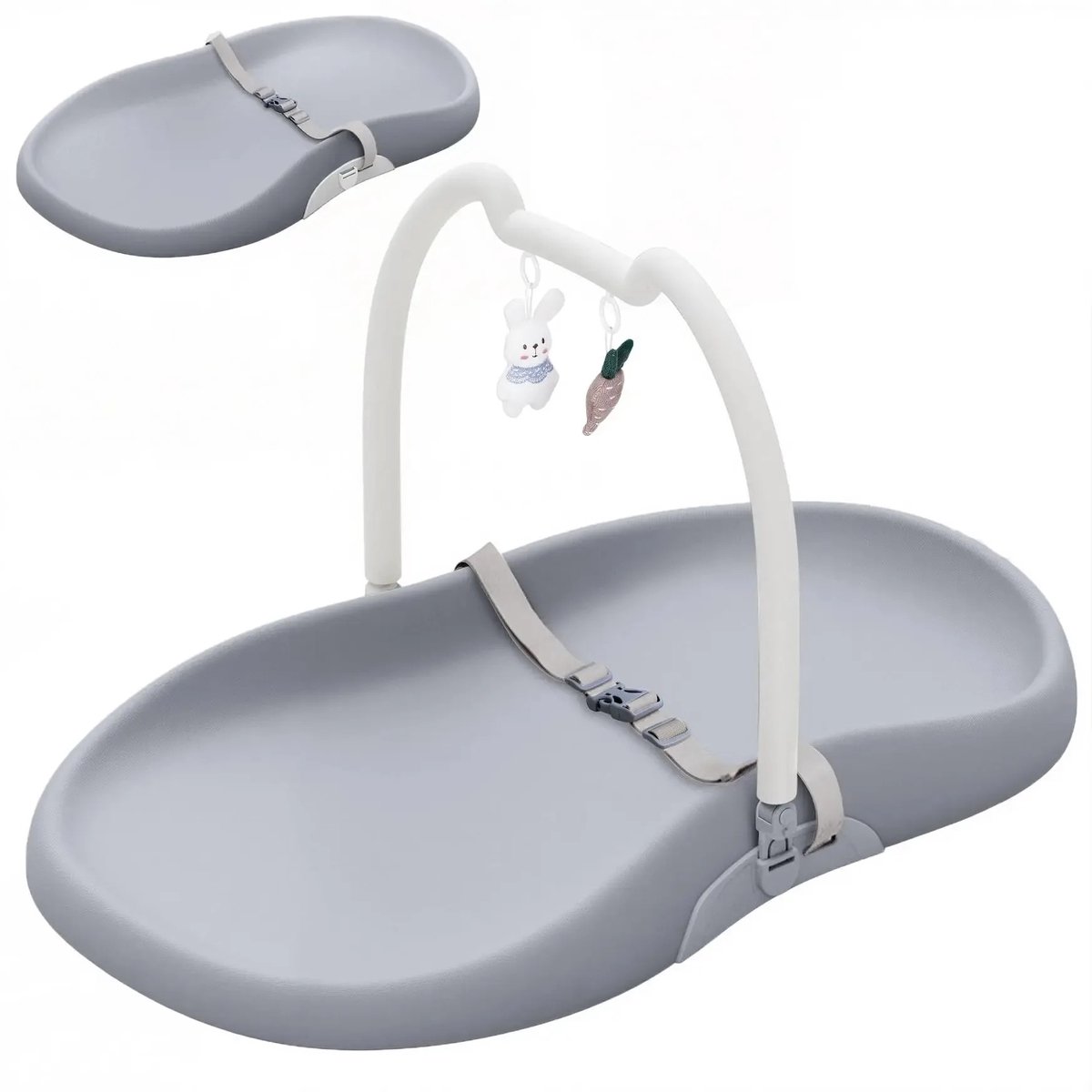 Cherrys Finds - Aankleedkussen - Baby Verschoningsmat - Baby Verschoonmat - Waterdichte Antislip Verschoningsmat - Afwasbaar - Met Afneembare Veiligheidsgordel - Verschoningsmat Voor Commode, Bed, Thuisgebruik Binnen - Grijs