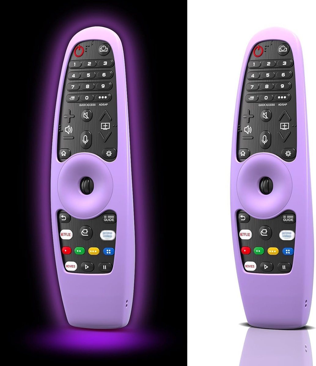Beschermhoes voor LG TV-afstandsbediening Glow in The Dark, Remote Cover voor LG Smart TV afstandsbediening AN-MR650 AN-MR600 AN-MR18BA AN-MR20BA AN-MR19BA (lichtpaars) -【 2 Pack】