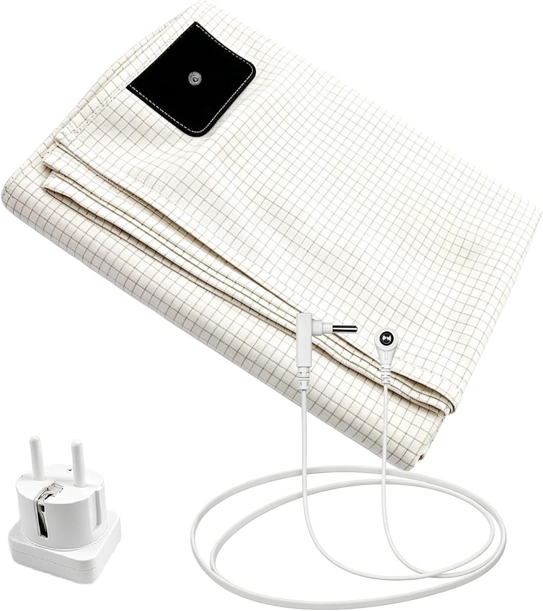 Aardingsmat met aardingskabel, 68 x 132 cm, grondbedlaken, aardmat voor bed, aardingsmat voor betere slaap, aardingsenergie en ontspanning