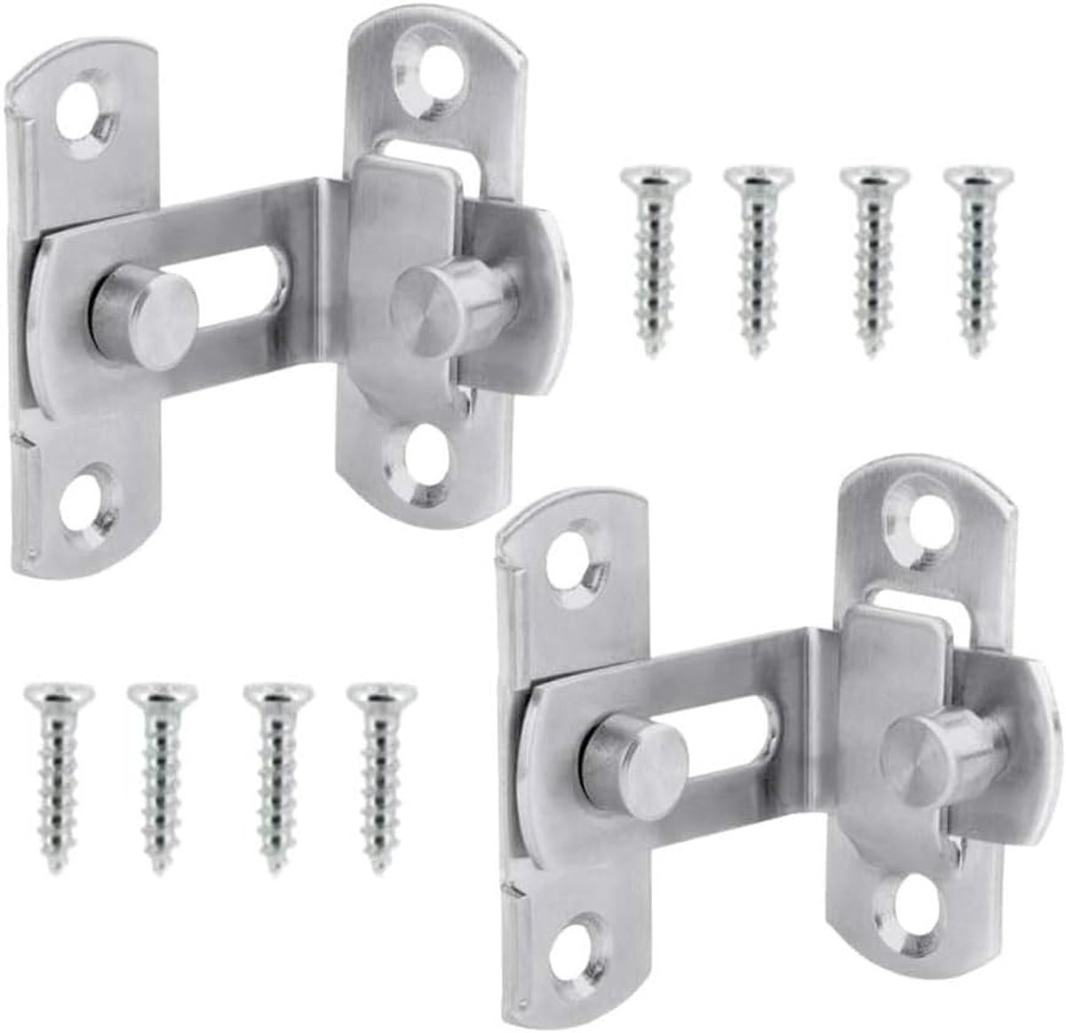 Door Lock, 2 Pieces, 90 Degrees, Stainless Steel, Sliding Door, Barn Door, Latch, Rectangular Lock for Cabinet Door - ShopVlot