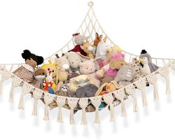 Cuddle Storage Macrame Cuddle Storage Stuffed Toys for Kids Room Bedroom (White) - ShopVlot