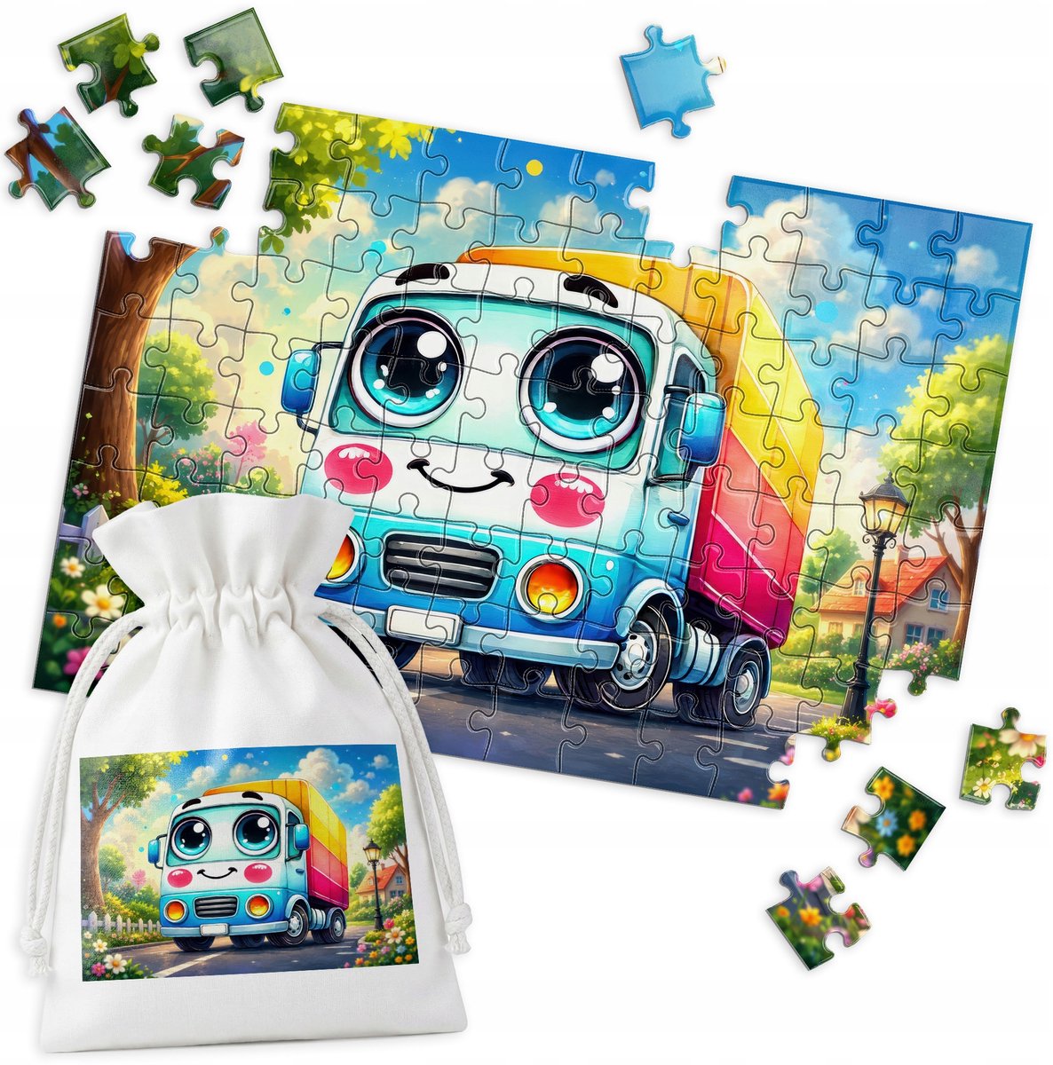 Grote Vrachtwagen Puzzel - 96 Stukjes - Vrolijke Truck