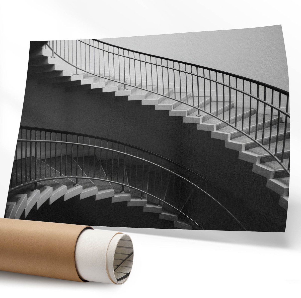 Coloray Polycanvas Wandposter – Wenteltrap, Zwart-Wit – 594 x 840 mm – Groen Design – Rechthoek – Decoratieve Wandposter – Woonkamer – Kinder