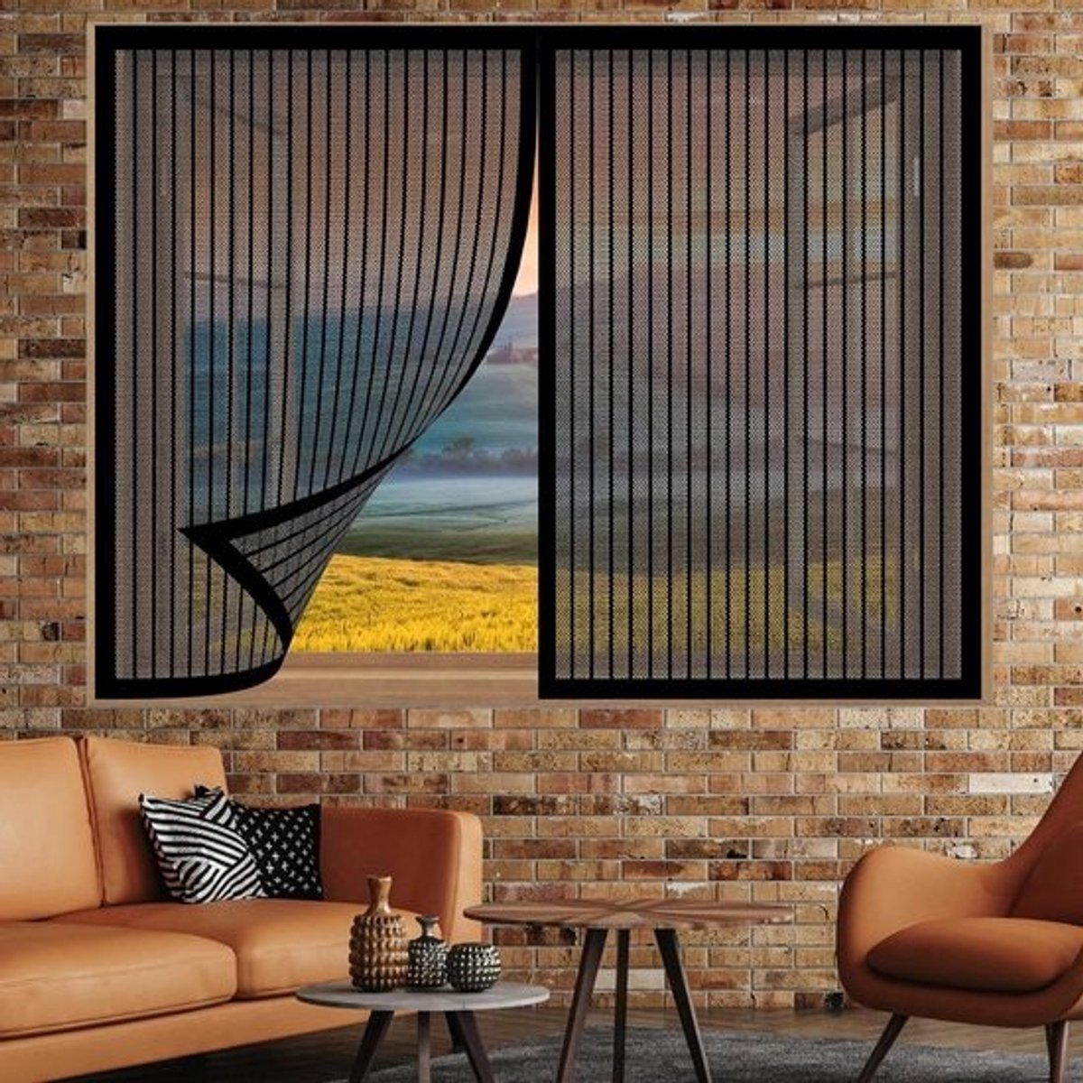 Klamboedeur Balkondeur - Vliegendeur Hor - Insecten Buiten Houden - Automatische Sluiting - 110 x 125 cm - Zwart