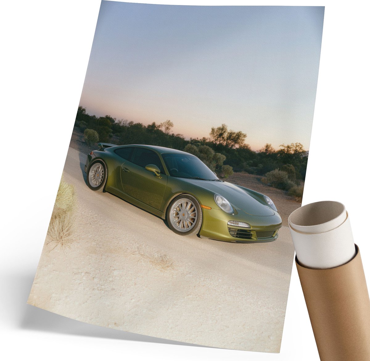Wallfluent Canvas Poster Polycanvas - Bosweg, Fotografie - 420 x 594 mm - Oranje Decoratie - Rechthoek - Kunstposter - Woonkamer, Slaapkamer, Kantoor - Klassiek