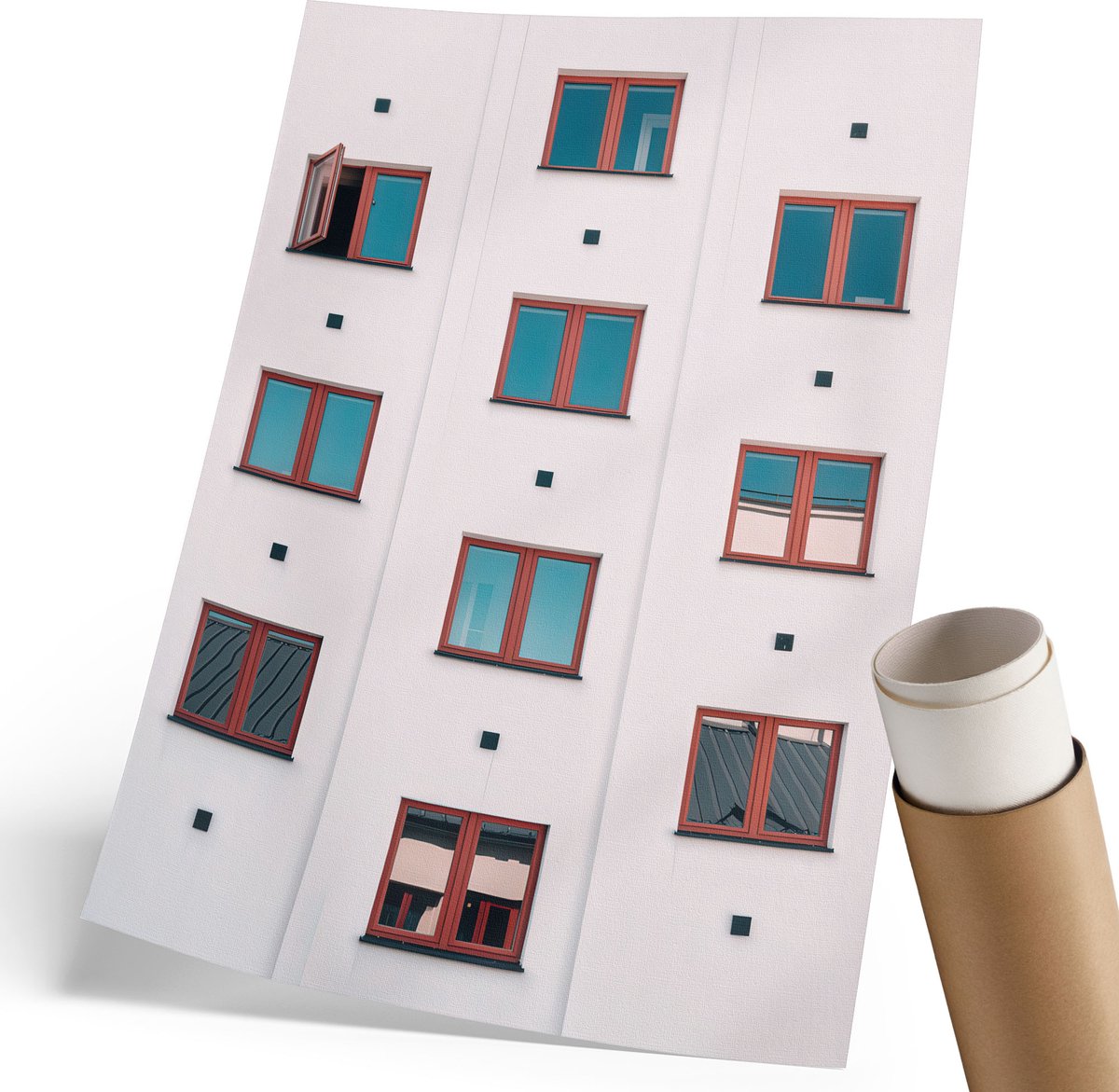 Coloray Polycanvas Wandposter - Vensterraster, Fotografie - 210 x 297 mm - Wit Kunst - Rechthoek - Muurkunst - Woonkamer, Slaapkamer, Kantoor - Modern