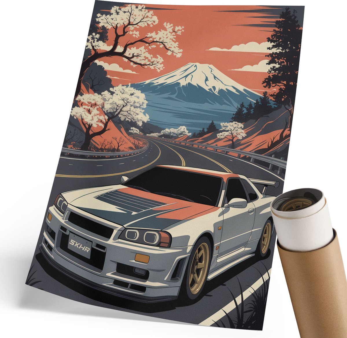 Wallfluent Polycanvas Wandposter - Stadsreclamebord, Fotografie - 297 x 420 mm - Zwart-wit Wanddecoratie - Rechthoek - Interieurdecoratie - Woonkamer, Slaapkamer, Kantoor - Modern