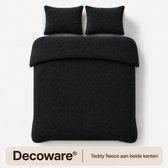 Decoware Teddy Fleece Dekbedovertrek - Zwart - Lits-jumeaux - 240x220 cm + 2 Kussenslopen 60x70 cm - Dubbelzijdig - Heerlijk Warm