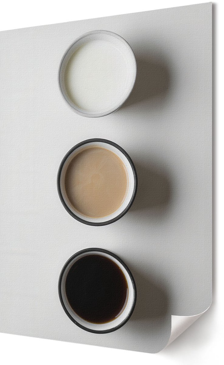 Coloray Polycanvas Wandposter - Melk En Koffie, Fotografie - 420 x 594 - Wit Wandposter - Rechthoek - Wandkunstwerk - Woonkamer, Slaapkamer, Kantoor - Minimalist